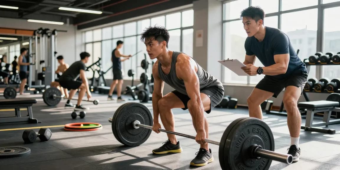 Focused male bodybuilder training with Prime Pharma Steroiden in a modern gym, showcasing determination and strength.