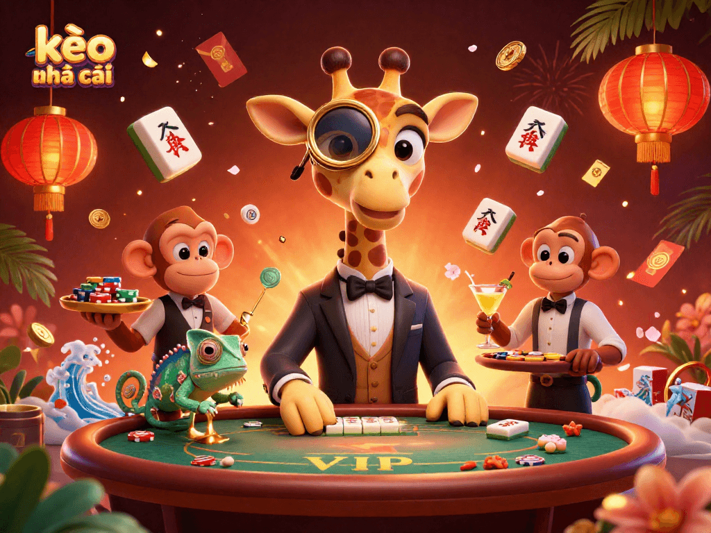 Place bets at kèo nhà cái with a high-roller giraffe and dynamic casino scene.