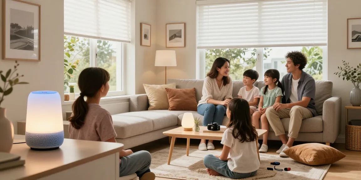 IKEA smart home products in a stylish living room with smart lighting and automation.