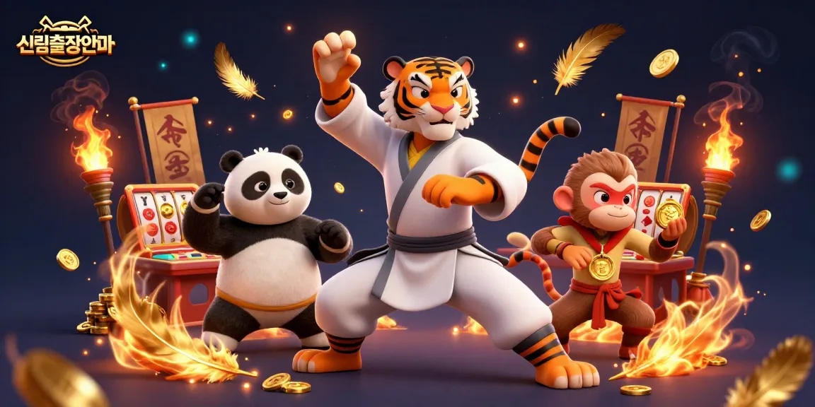 Experience 신림출장안마 in a dynamic 3D scene featuring characters in a vibrant casino setting.