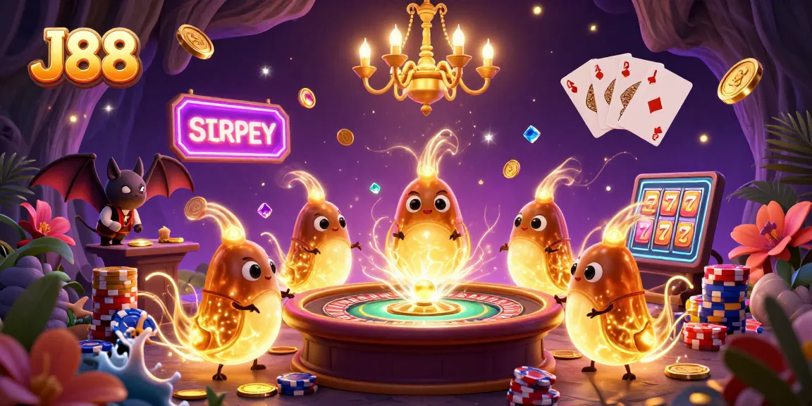 Experience thrilling moments at J88 casino with glowworms and sparkling wins in this vibrant scene.