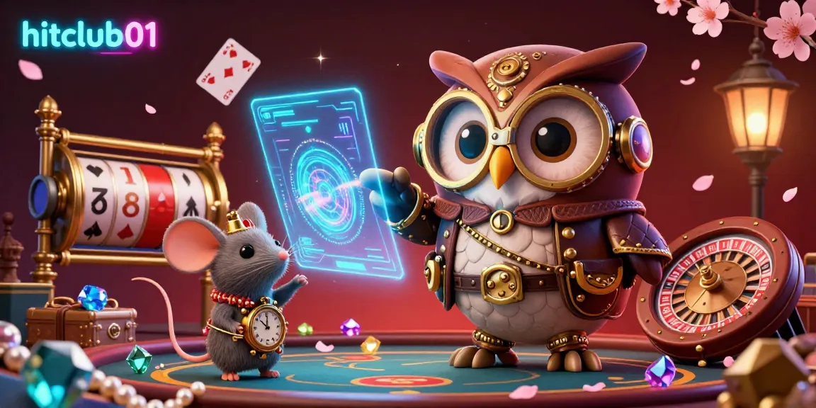 Engage in thrilling gaming adventures at hitclub01 with vibrant visuals of casino elements and treasures.