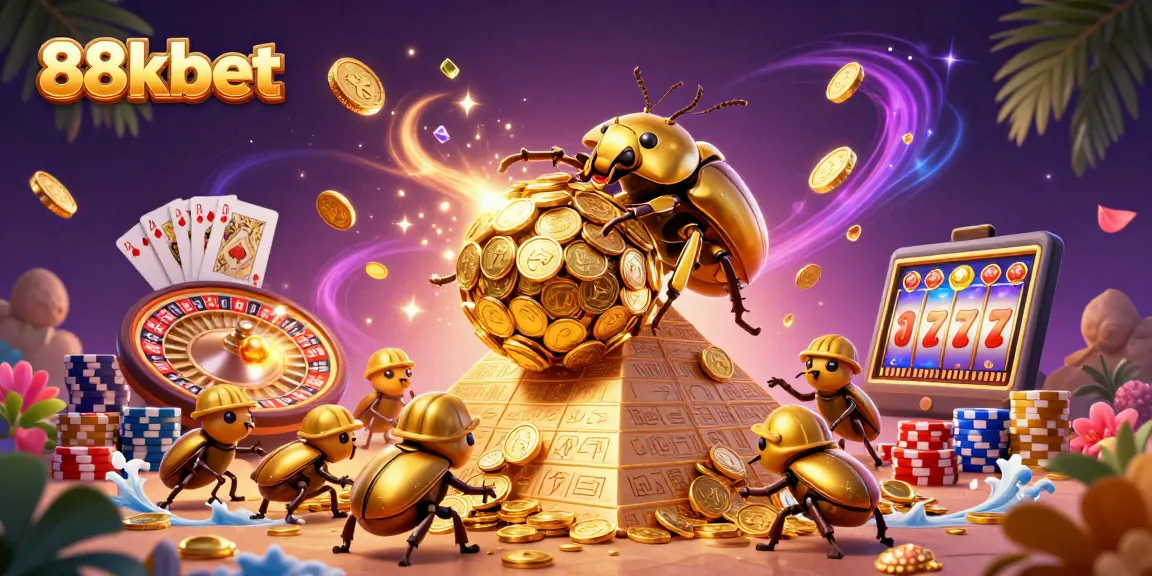 Engage with 88kbet's vibrant casino world as golden beetles roll in treasures!