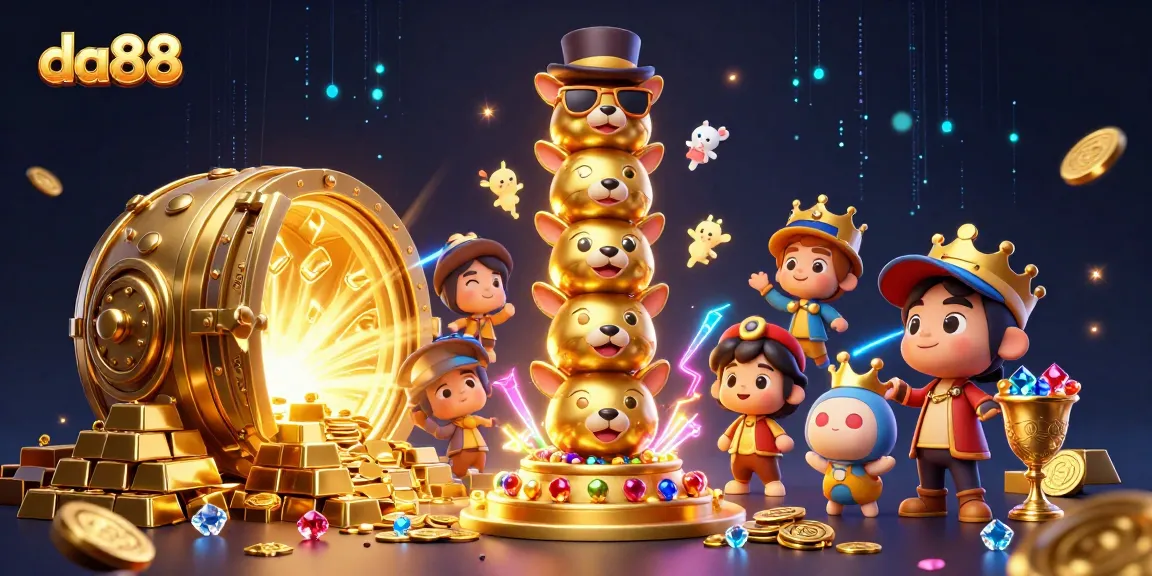 Engage with the da88 overlay of vibrant casino elements in a fantasy-rich 3D illustration.