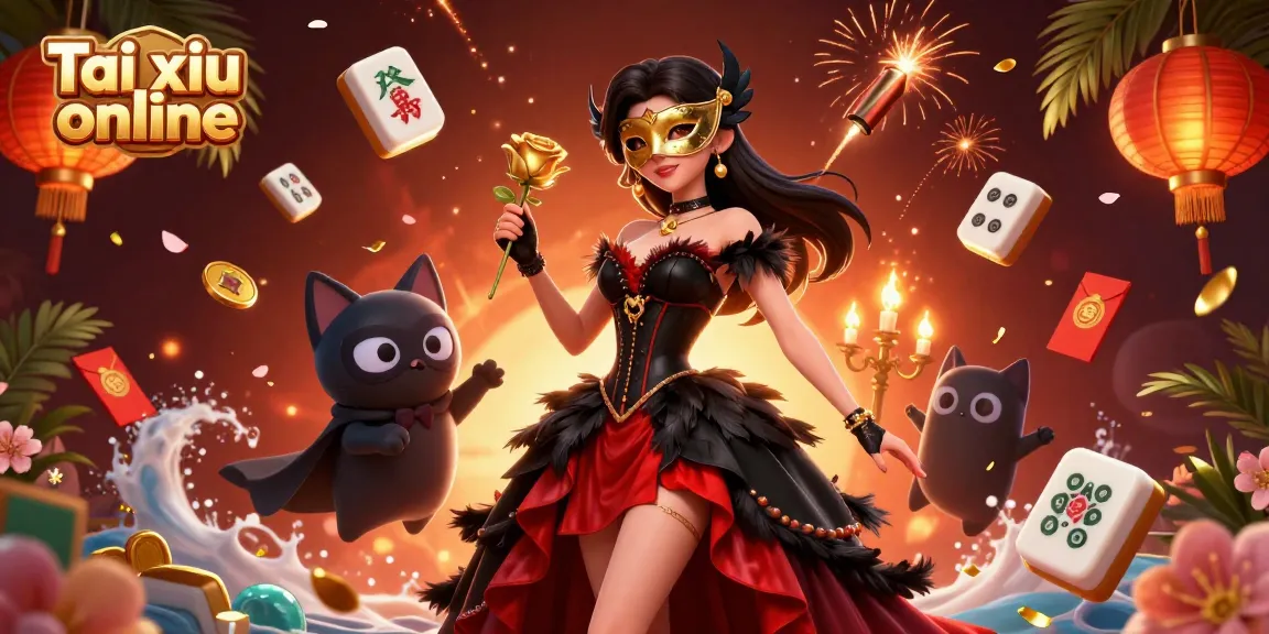 Experience exciting Tai xiu online gameplay with vibrant colors, dynamic characters, and rich casino elements.