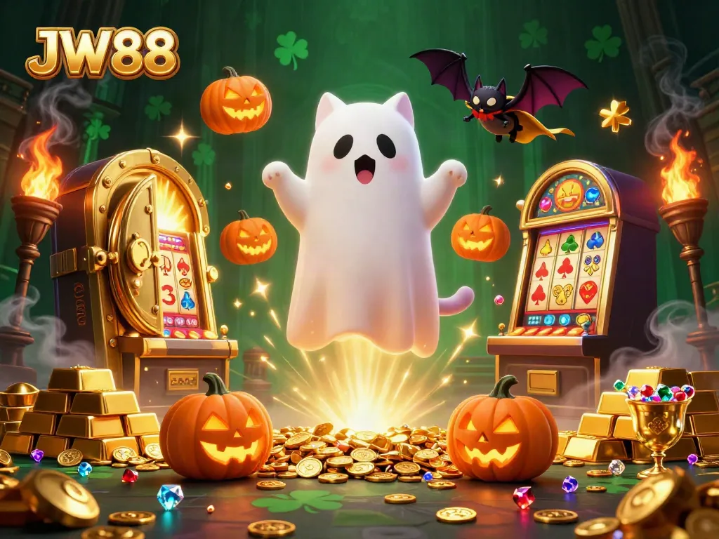 Engage with JW88 in a vibrant casino scene filled with treasures and gaming excitement.