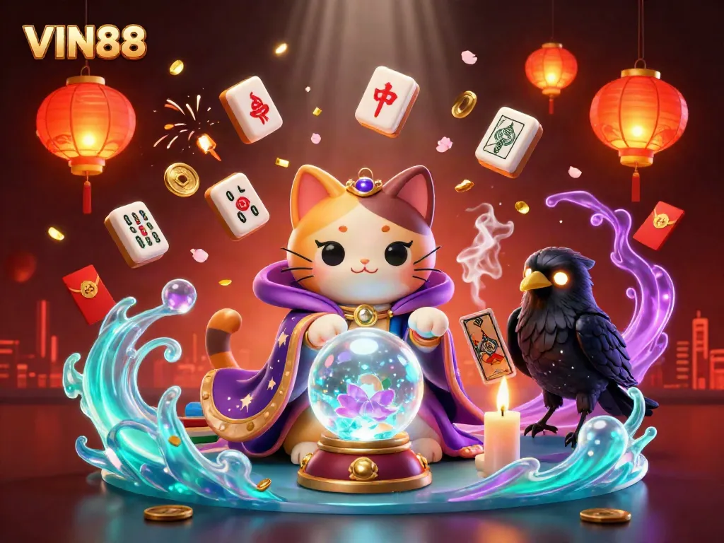 Engage with VIN88's vibrant and mystical gaming universe in this captivating 3D illustration.