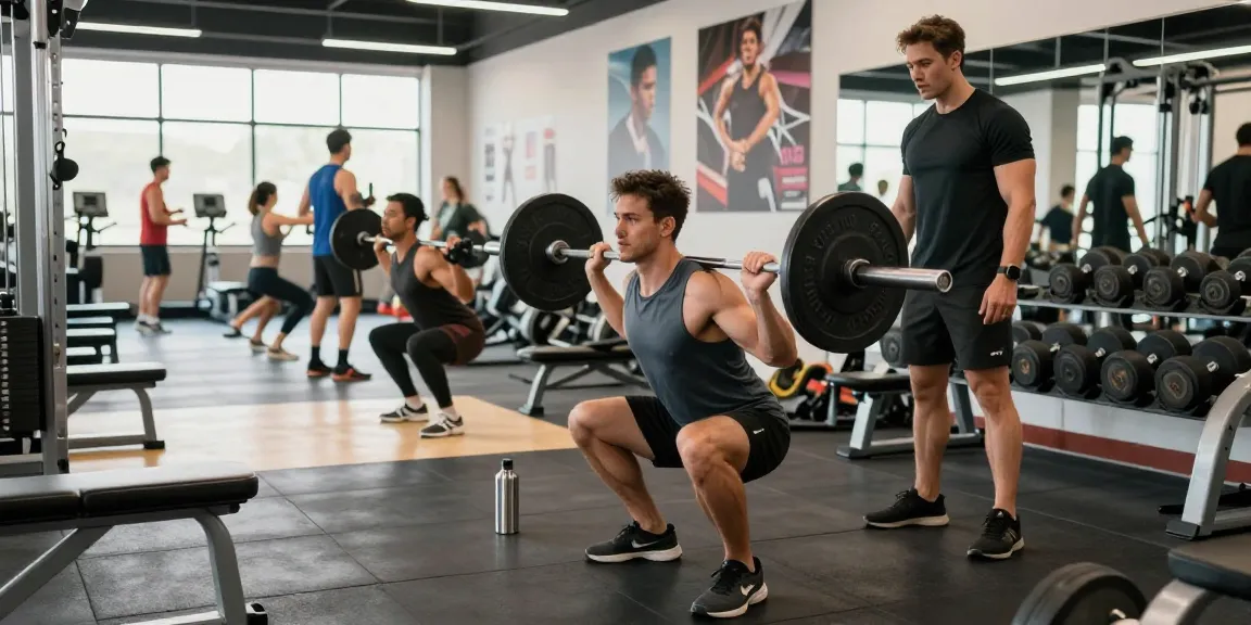 Een man die squats doet in de Prime Pharma Steroiden Winkel, vol energie en focus.