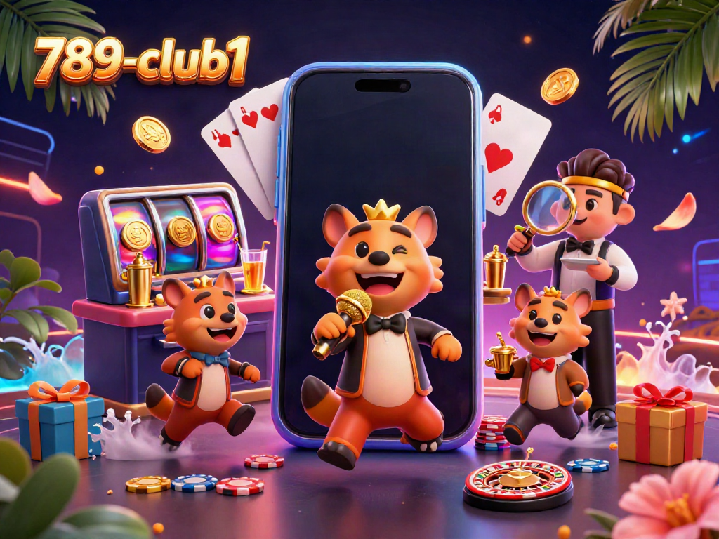 Entertain and engage at 789-club1's lively casino club with vibrant characters amidst thrilling gambling activities.