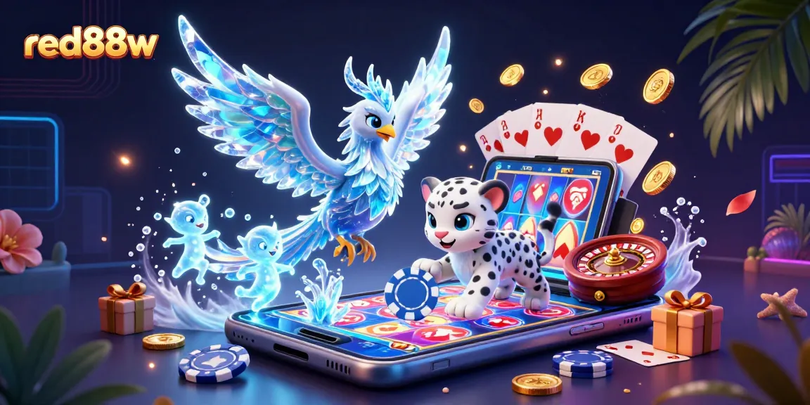 Experience the excitement of red88w's casino gaming with stunning ice-themed characters and vibrant slot visuals.