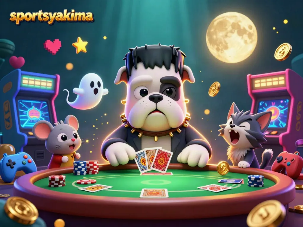 Join the action in sportsyakima's casino scene with a poker table, colorful characters, and energetic gameplay.
