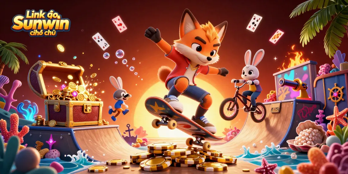 Experience the thrill of Link vào Sunwin chính thức with dynamic 3D casino characters and vibrant elements.