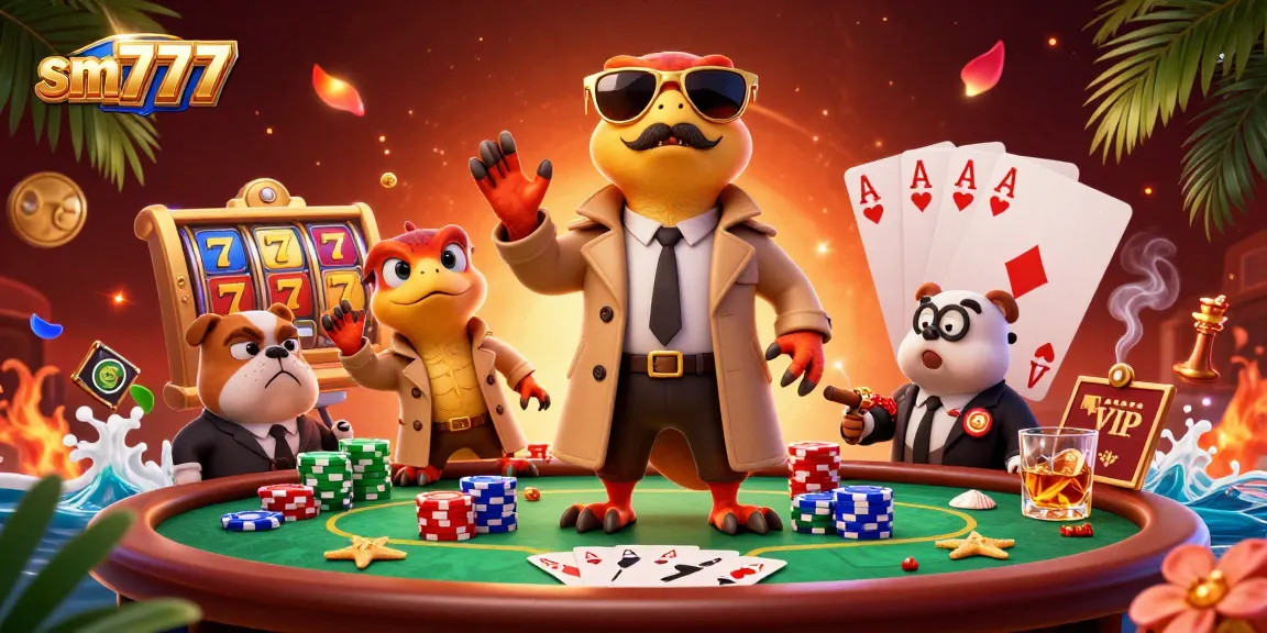 Engage with thrilling sm777 gaming featuring raptors in a trench coat at a VIP casino lounge.