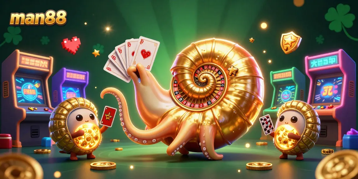 Experience thrilling gaming with man88 featuring a vibrant nautilus roulette and glowing arcade elements.