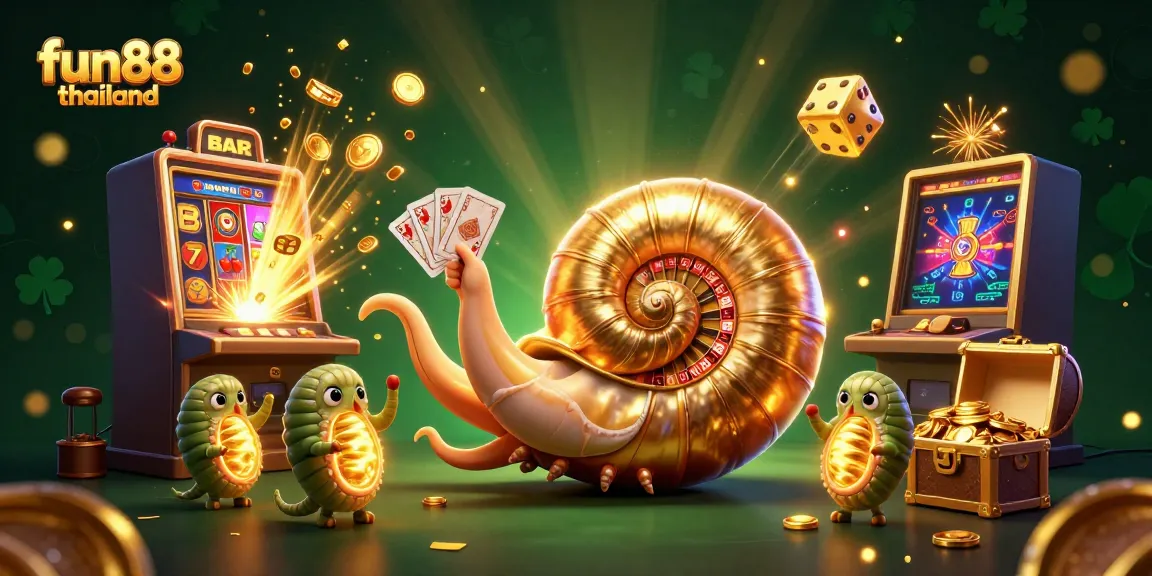 Experience fun88 thailand with an engaging 3D scene featuring a giant nautilus as a roulette wheel and vibrant casino elements.
