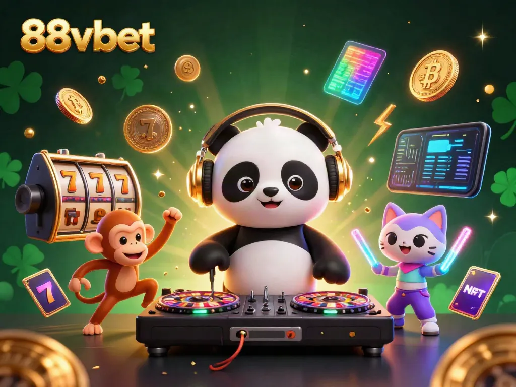 Engage with 88vbet while spinning reels and jackpots in a vibrant 3D casino scene.
