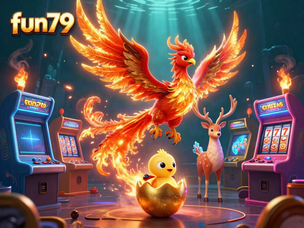 Experience the thrilling world of fun79 with colorful 3D gaming elements and characters in action.