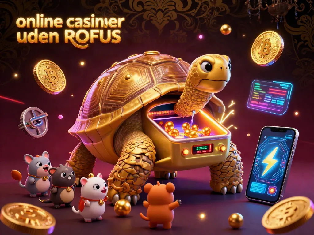 Experience the excitement of playing at online casinoer uden ROFUS with a vibrant 3D illustration showcasing thrilling casino elements.