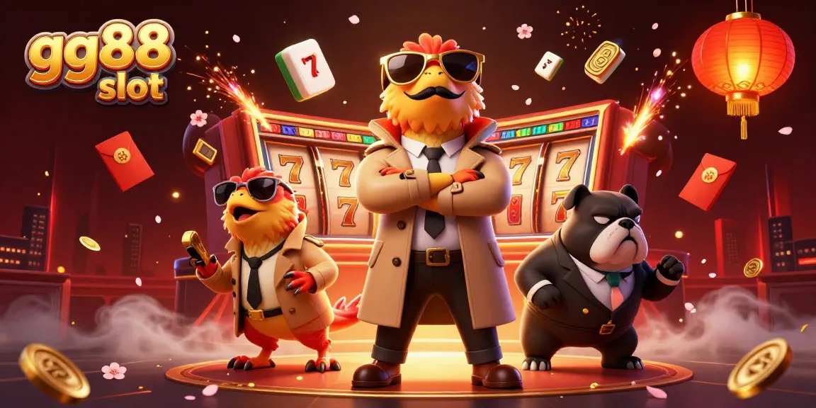 Engage with the thrilling gg88 slot experience, featuring raptors in a trench coat entering a VIP casino.