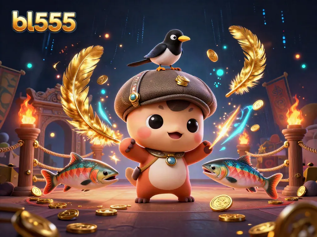 Engage with bl555's vibrant casino world featuring Nessie and friends in a thrilling game setting.