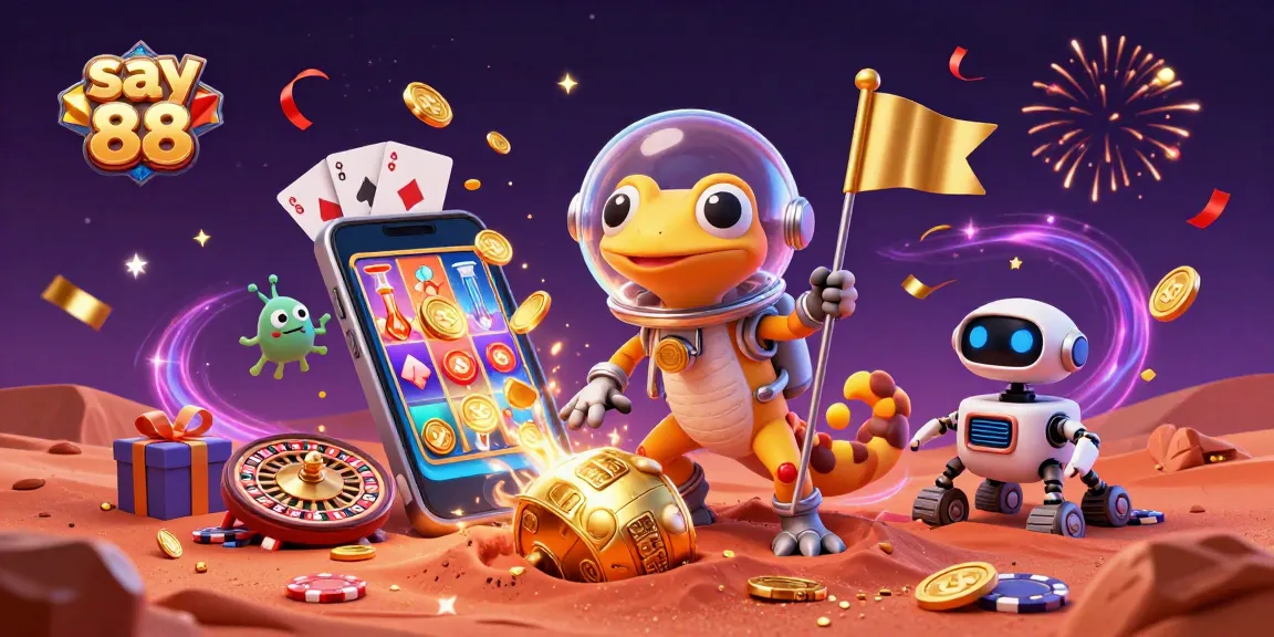 Play slots and win big with say 88 in this colorful Martian casino adventure.