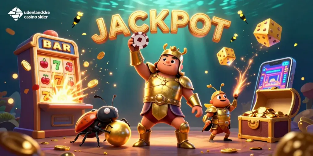 Win big at udenlandske casino sider with a vibrant 3D illustration of victory and gambling excitement