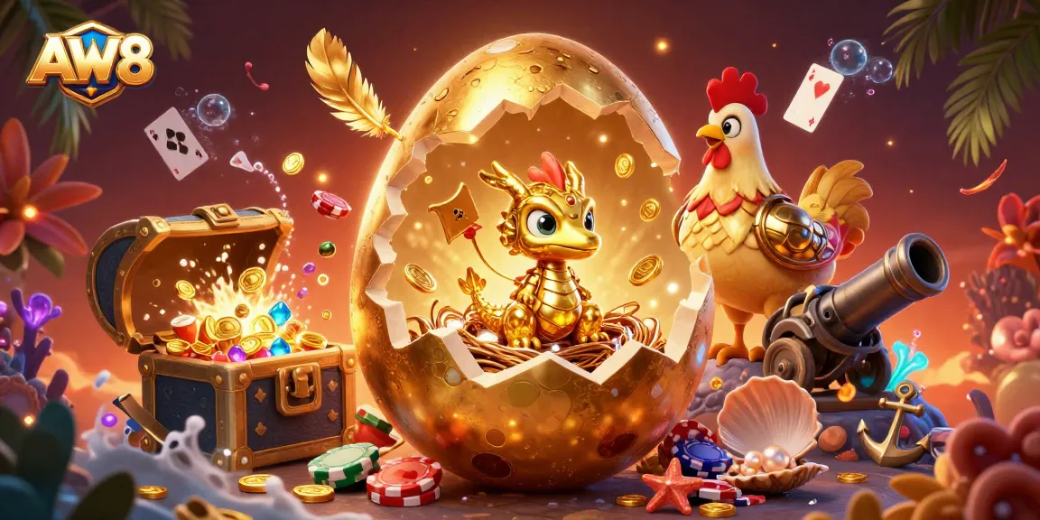 AW8 showcases a dynamic scene with a golden dragon and poker chips, symbolizing casino excitement.