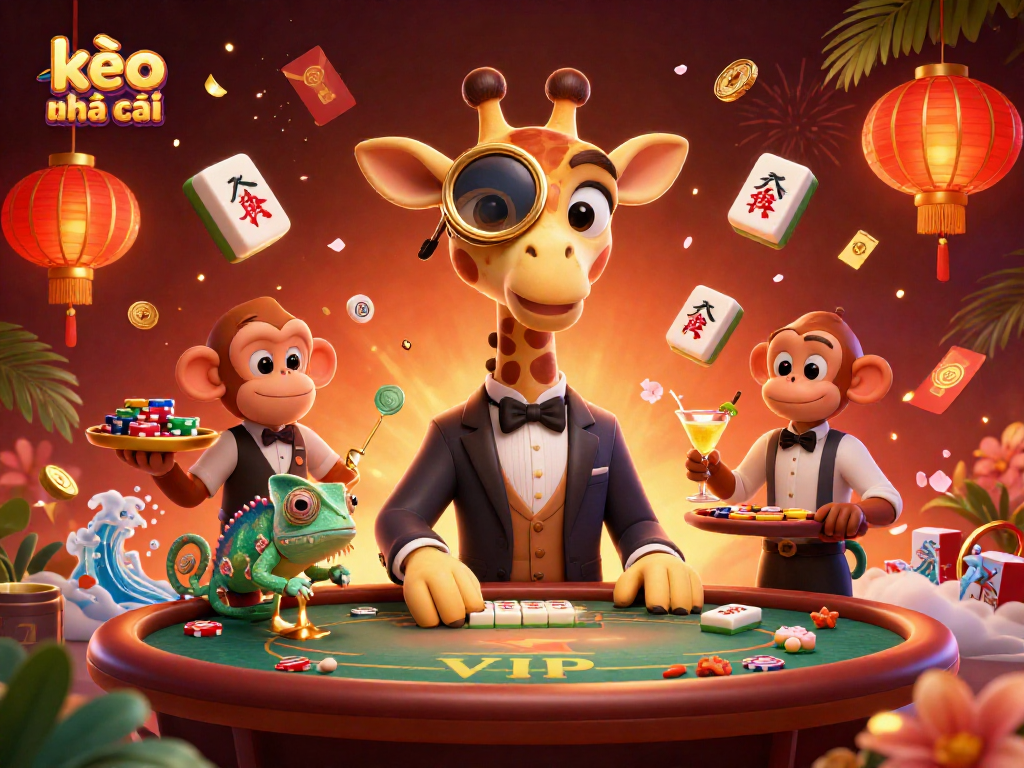 Place bets at kèo nhà cái with a high-roller giraffe and dynamic casino scene.