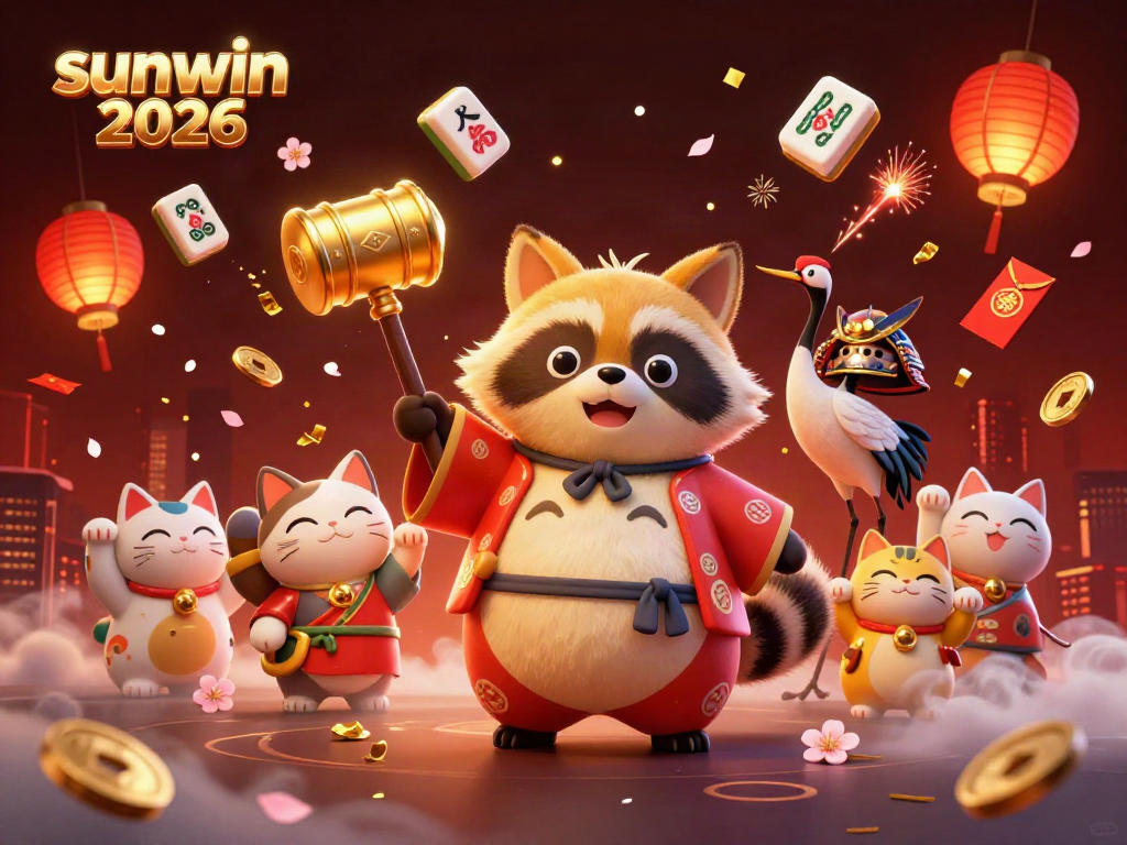 Experience vibrant casino luck with sunwin 2026 featuring cheerful characters and engaging elements in celebration.