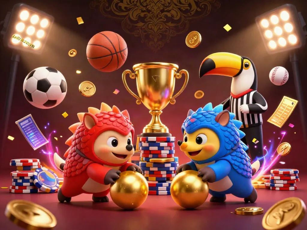 Engage in thrilling action at qh88 com, where pangolins compete in a vibrant casino scene filled with poker chips.