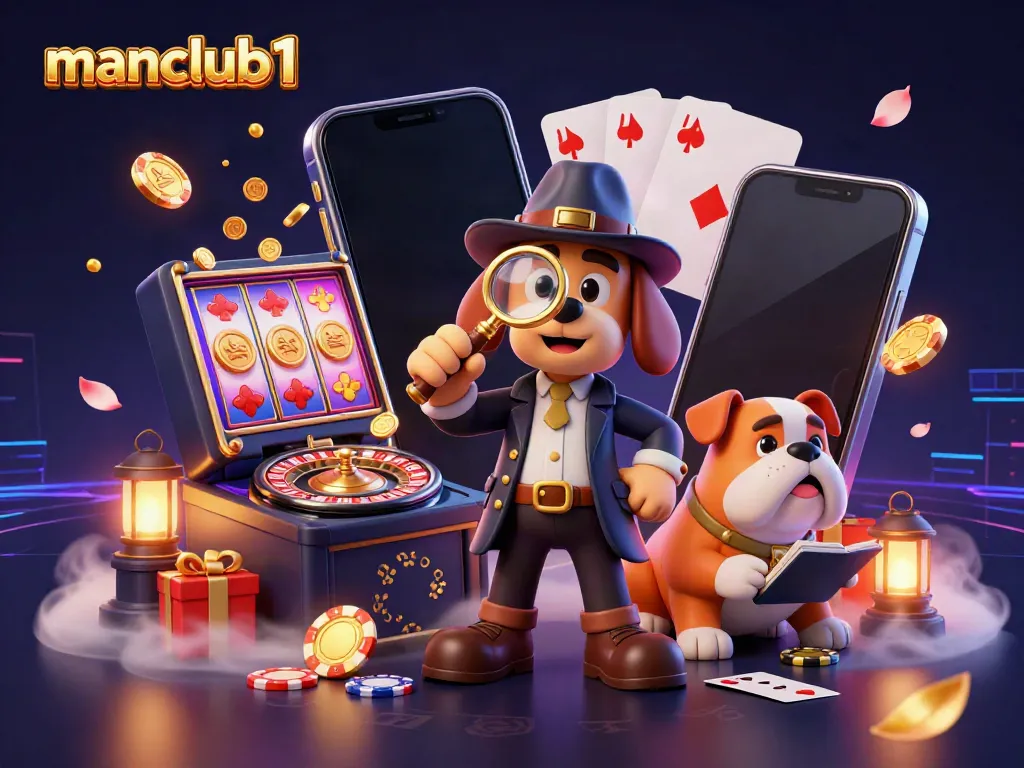 Manclub1 provides a thrilling gaming experience, showcasing characters and vibrant casino elements.