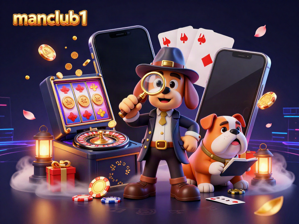 Manclub1 provides a thrilling gaming experience, showcasing characters and vibrant casino elements.