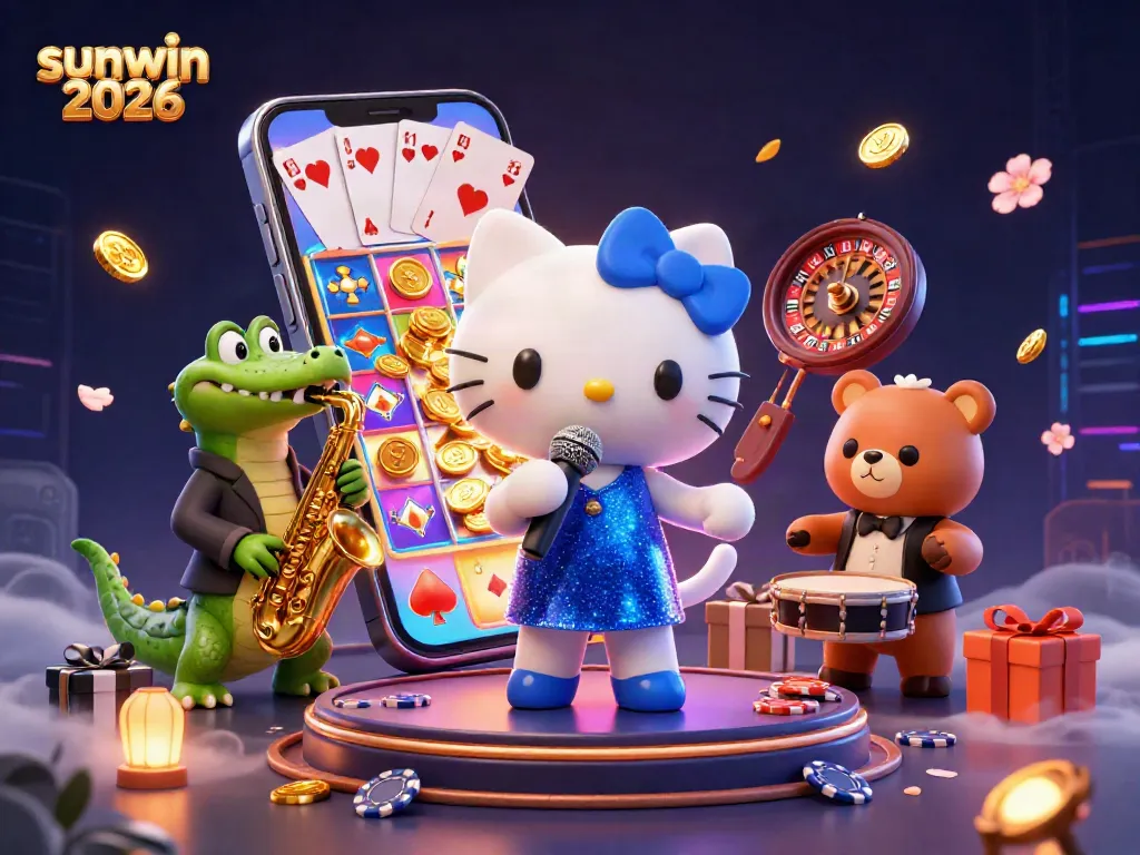 Experience sunwin 2026 excitement with a vibrant casino atmosphere featuring cartoon characters and games