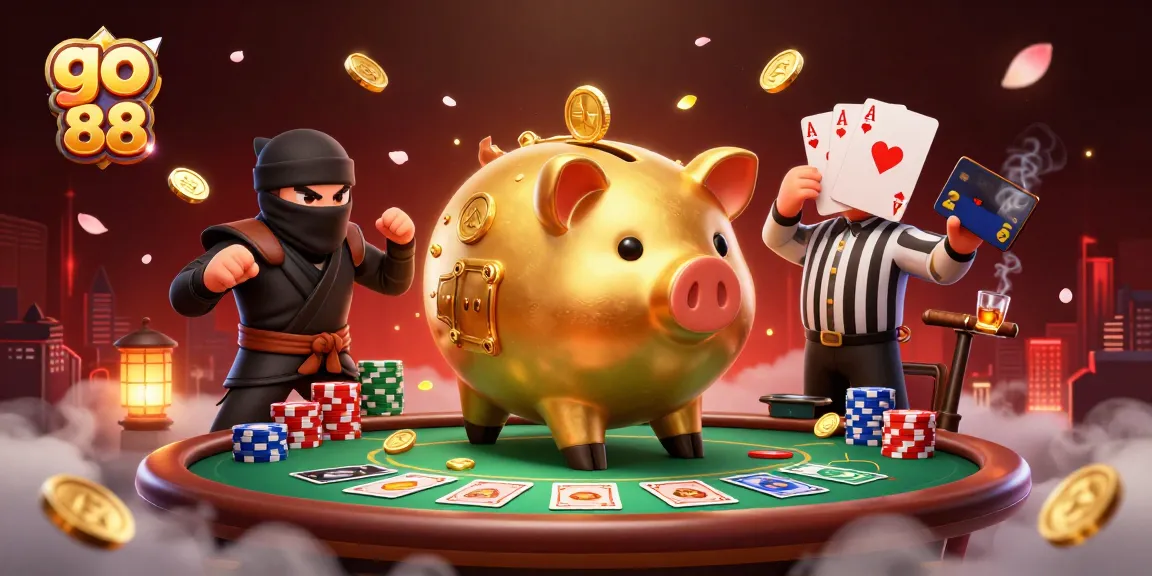 Experience go 88 excitement with a dynamic casino scene featuring colorful poker elements and unique characters.