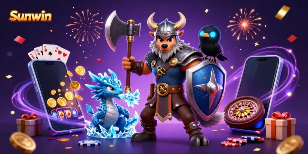 Engage with Sunwin's exciting gaming world featuring dynamic characters in a vibrant casino scene.