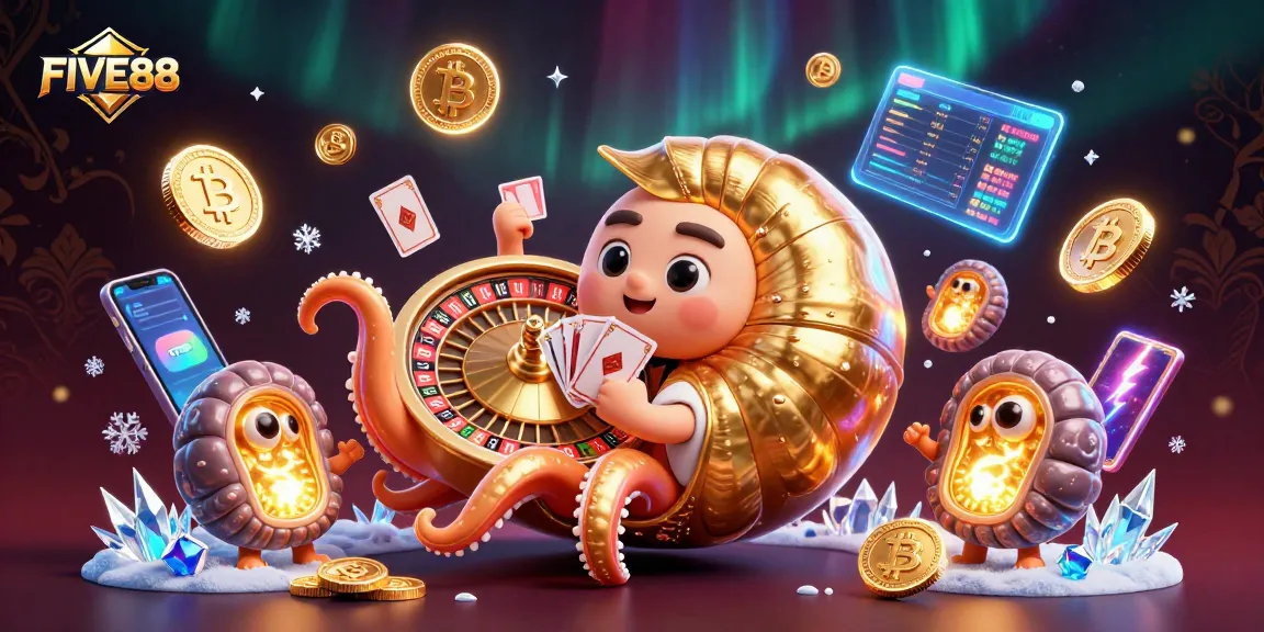 Engage in thrilling gaming action at FIVE88 with the vibrant casino scene illuminating excitement and wealth.