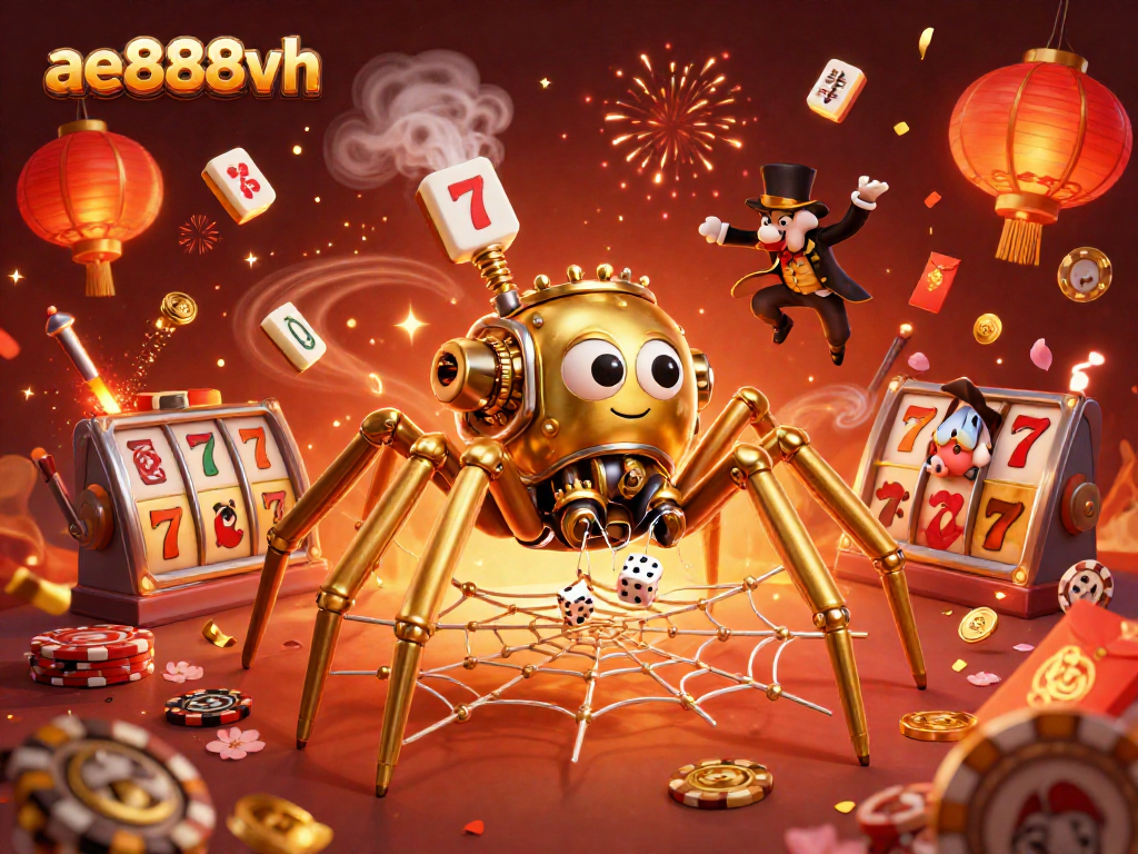 Experience thrilling wins with ae888vh in this vibrant 3D casino scene filled with excitement.