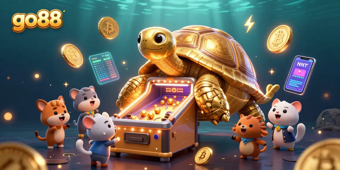 Join the go88 fun with a golden tortoise, enjoying vibrant casino games and rich rewards.