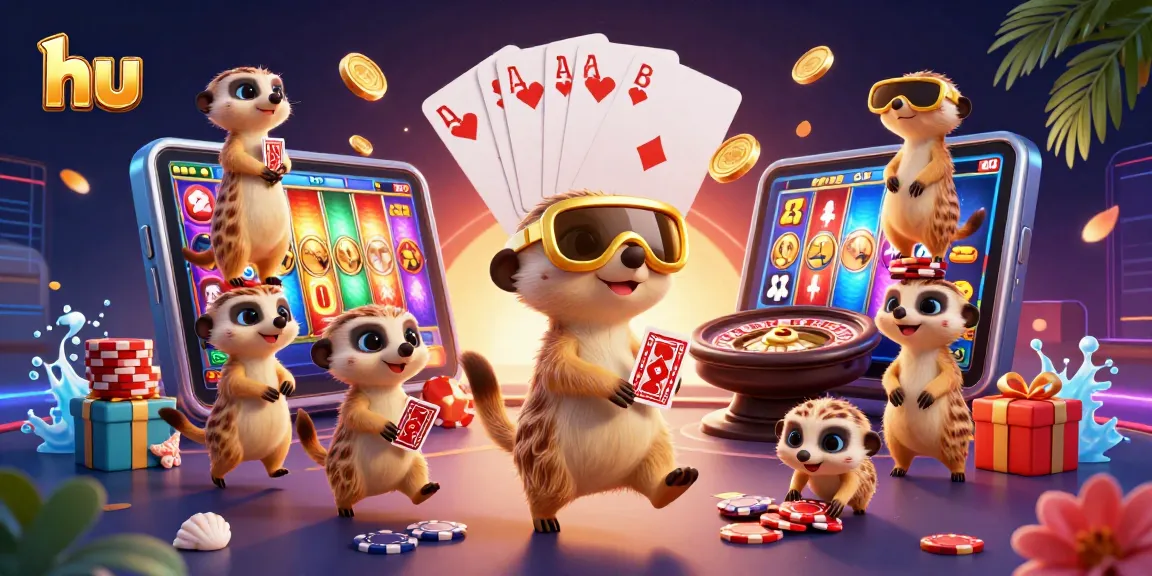 Các con thú meerkat thực hiện các trò chơi sòng bạc tại casino hu với nhiều biểu tượng may mắn.