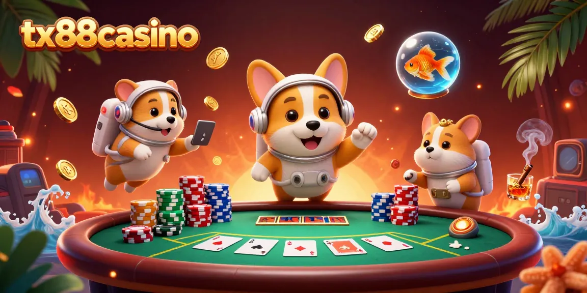 Experience thrilling gameplay at tx88casino with fun cartoon astronaut characters and a vibrant casino scene.