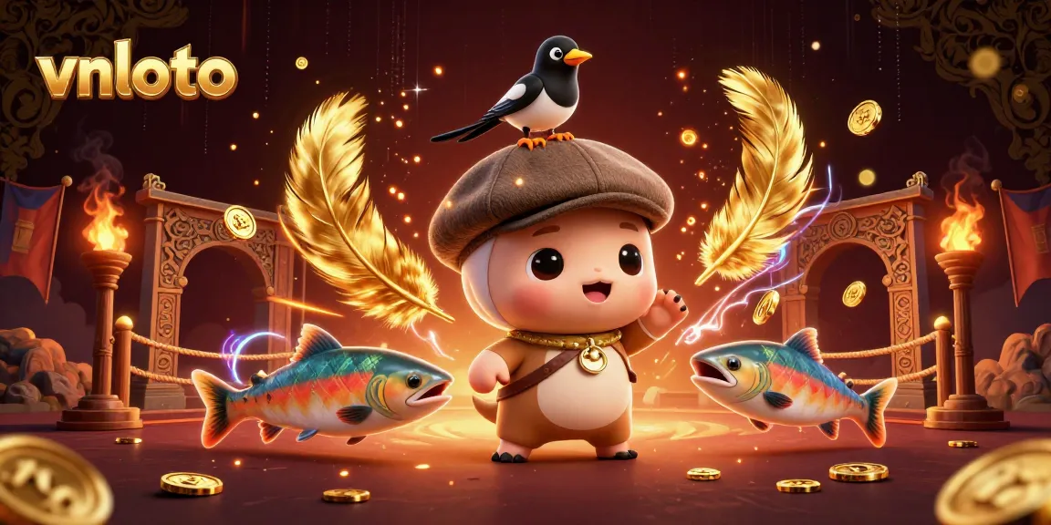 Experience the excitement of vnloto with charming characters winning in a vibrant, casino-themed scene.