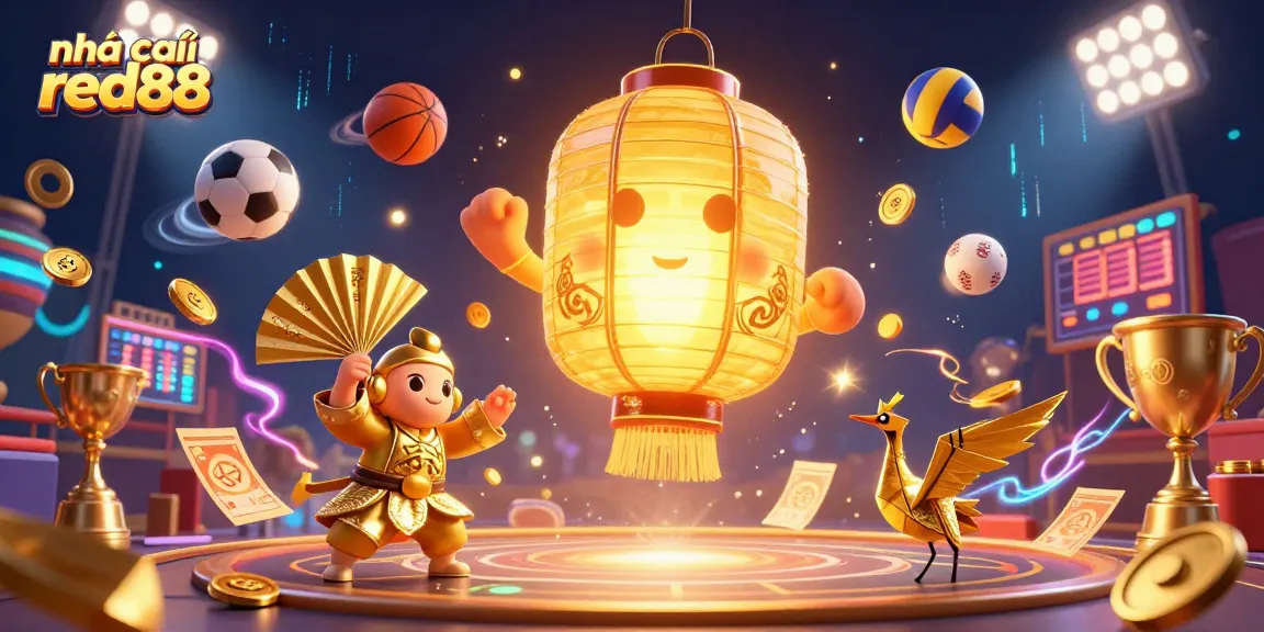 Join the excitement at nhà cái red88 where golden spirits and sports elements create a vibrant casino atmosphere.