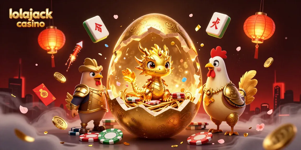 Experience the thrills at lolajack casino with epic golden dragon and poker chip spectacle.