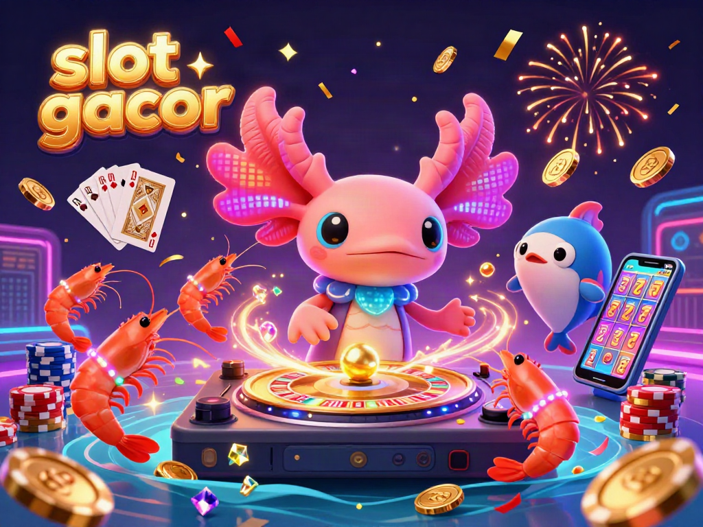 Experience thrilling action with slot gacor alongside vibrant characters spinning winning slots.