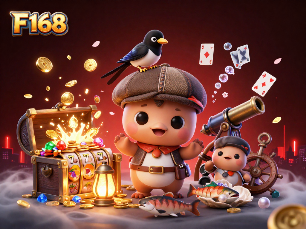 Experience F 168 thrilling casino moments with playful Nessie and gold treasures in a vibrant underwater scene.