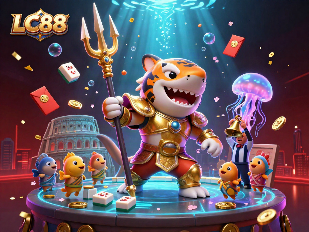 LC88 showcases a dynamic underwater casino scene featuring a tiger shark and event elements.