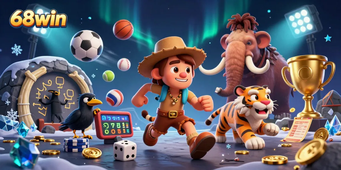 Experience thrilling gameplay with 68win in a vibrant, dynamic casino scene displaying sports and gaming elements.
